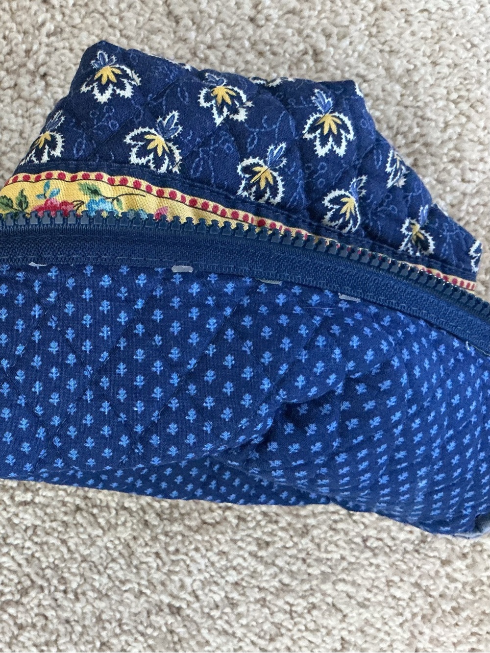 Quilted Navy Blue Patterned Cosmetic Pouch from Vera Bradley